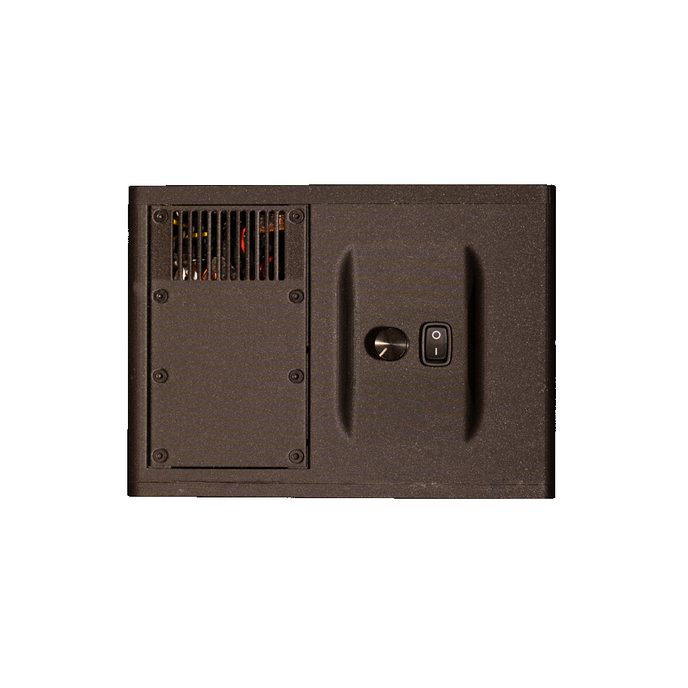 Resonare, top panel with power switch and volume knob
